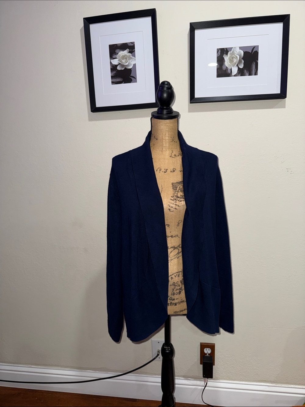 Karen Scott Navy Open-Front Blazer Cardigan